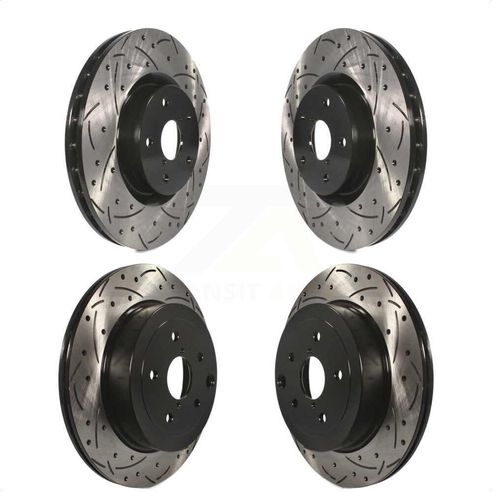 Front Rear Coated Drilled Slotted Disc Brake Rotors Kit For Subaru Impreza WRX STI KD-100273