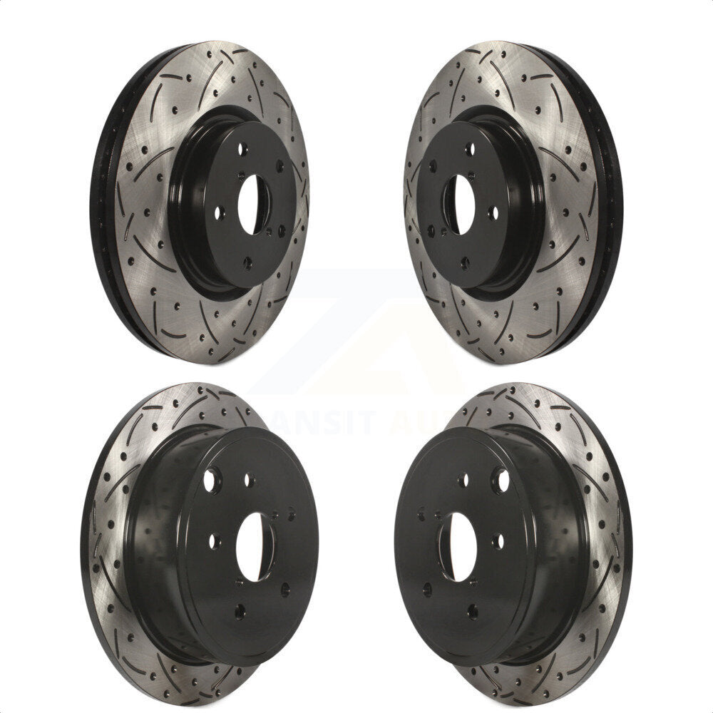 Front Rear Coated Drilled Slotted Disc Brake Rotors Kit For Subaru WRX KD-100277