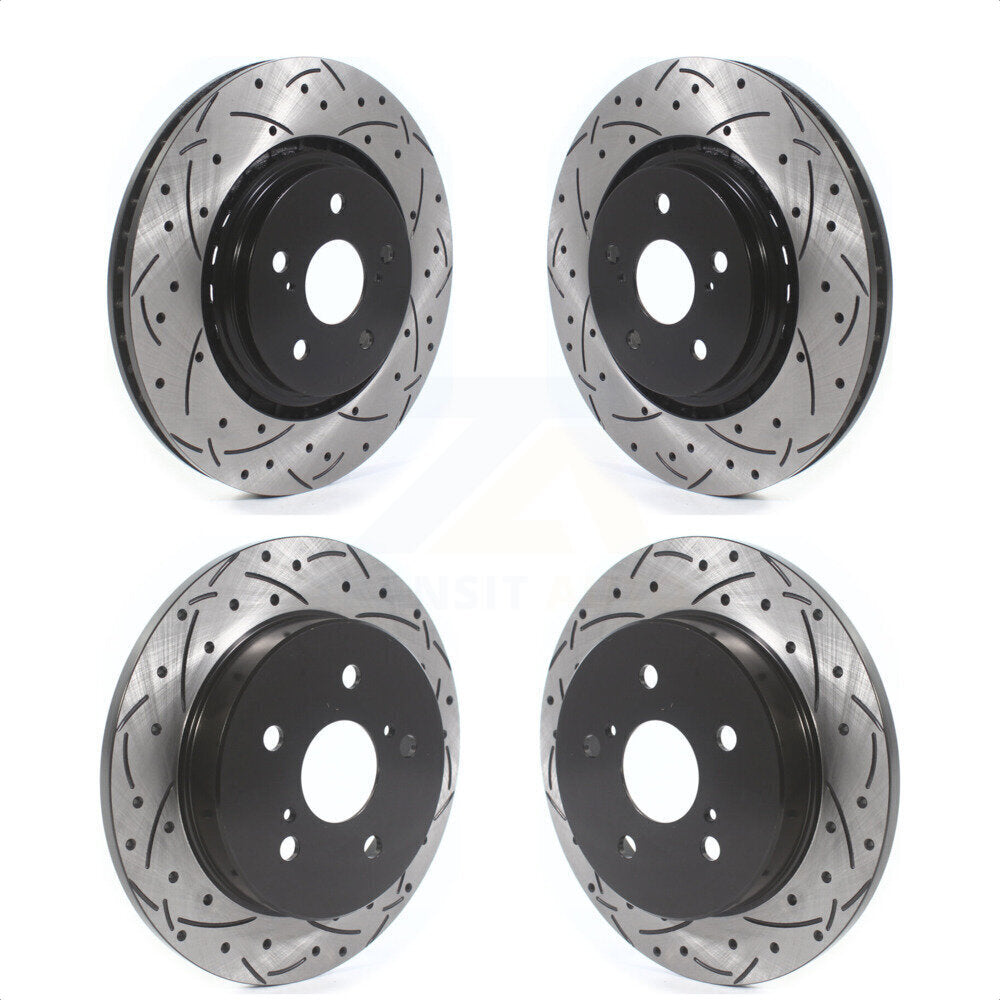 Front Rear Coated Drilled Slotted Disc Brake Rotors Kit For Toyota Camry Avalon TRD KD-100386