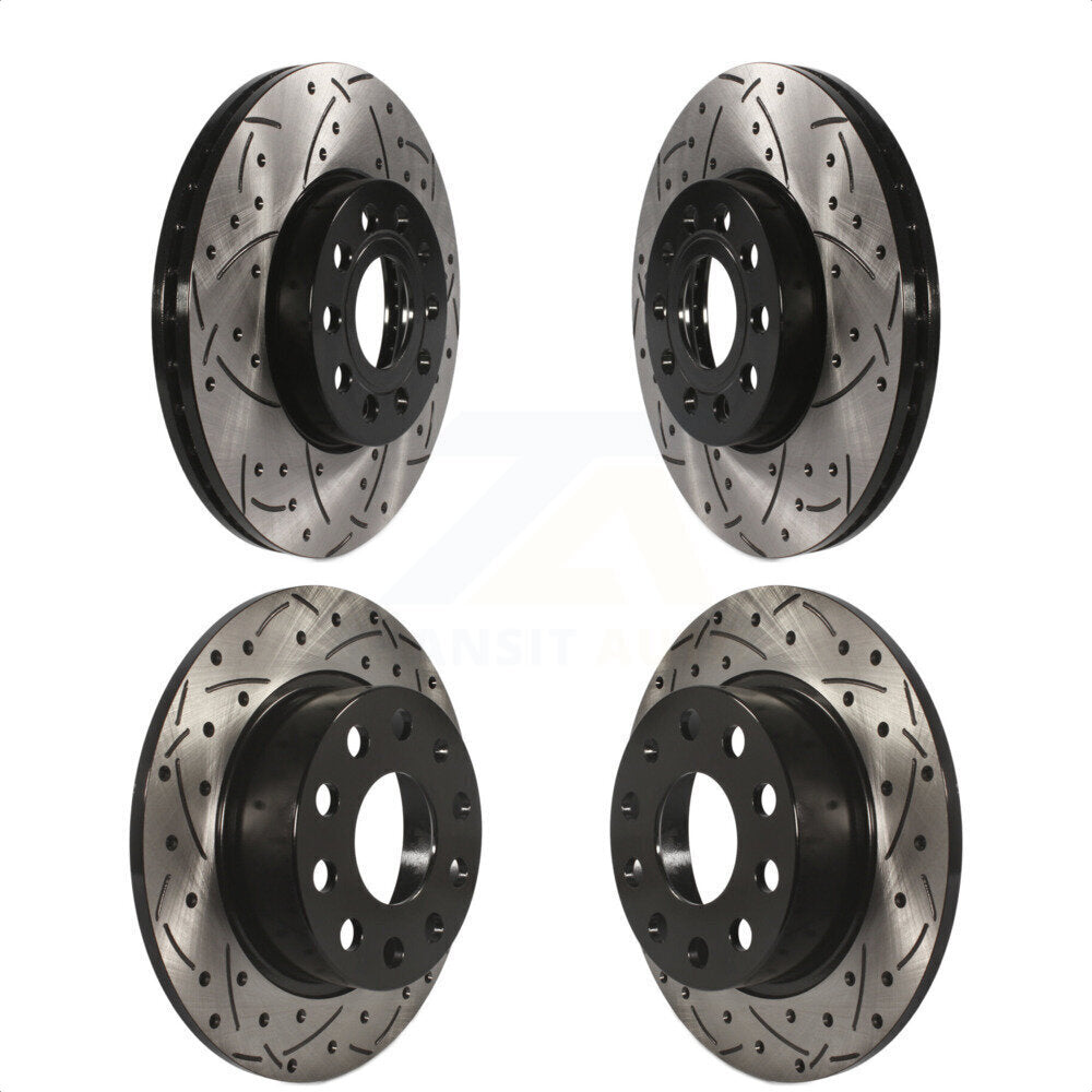 Front Rear Coated Drilled Slotted Disc Brake Rotors Kit For Volkswagen Jetta Beetle Golf SportWagen KD-100285