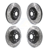 Front Rear Coated Drilled Slotted Disc Brake Rotors Kit For Volkswagen Tiguan Jetta KD-100383