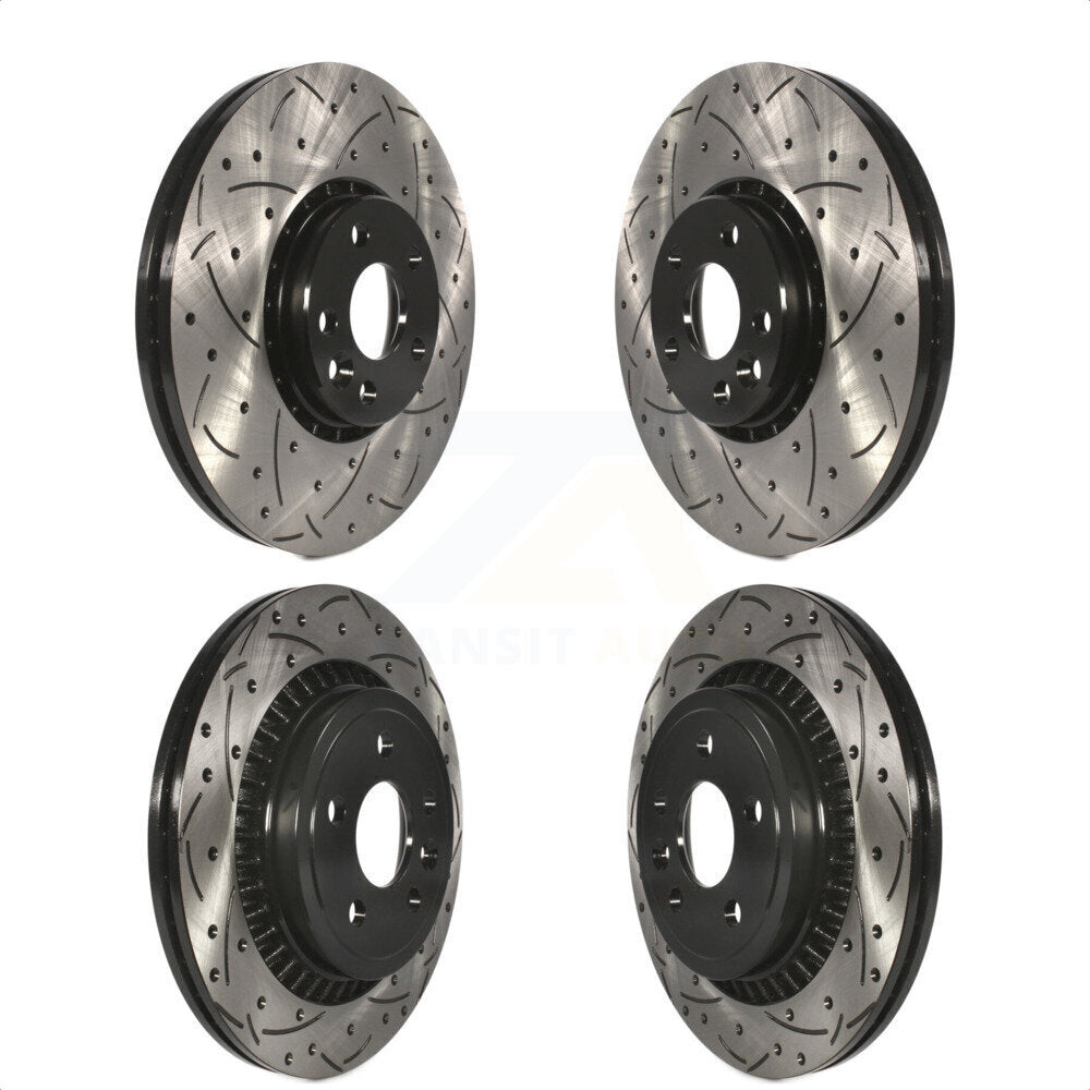 Front Rear Coated Drilled Slotted Disc Brake Rotors Kit For Volvo XC60 KD-100323