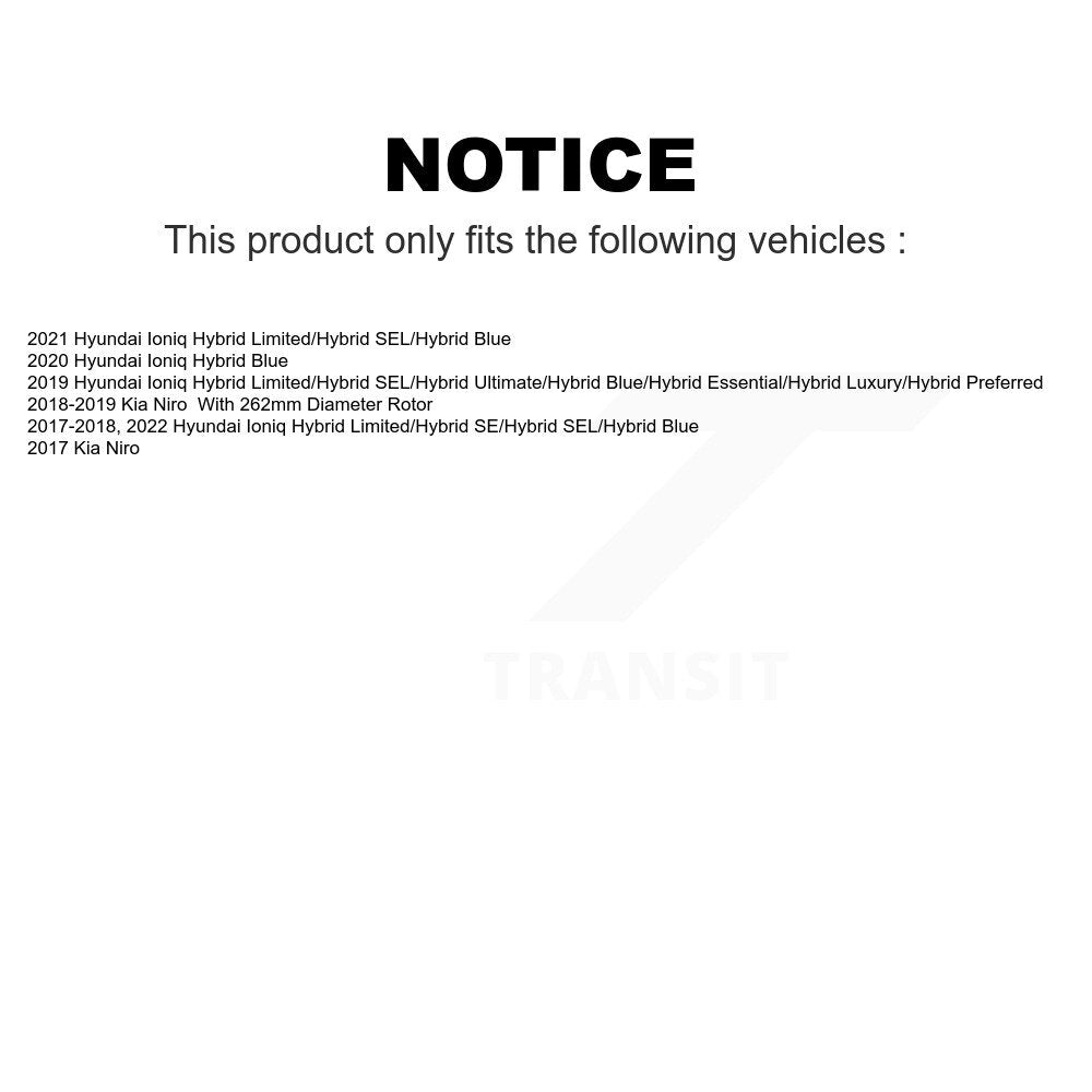 Front Rear Disc Brake Rotors Kit For Kia Niro Hyundai Ioniq K8-102369