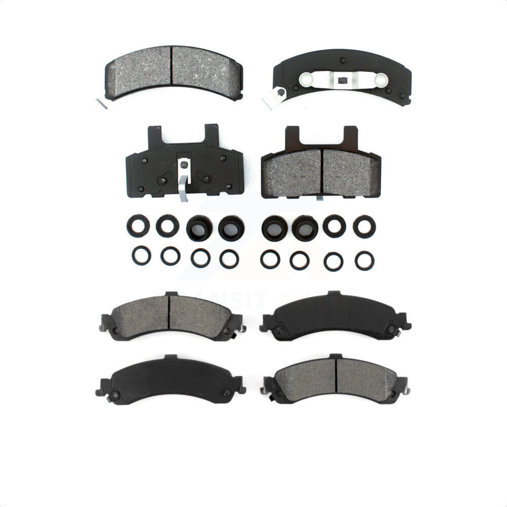 Front Rear Semi-Metallic Brake Pads Kit For 2000 GMC Yukon Drum rear brakes With Dual Piston Caliper KSM-100237