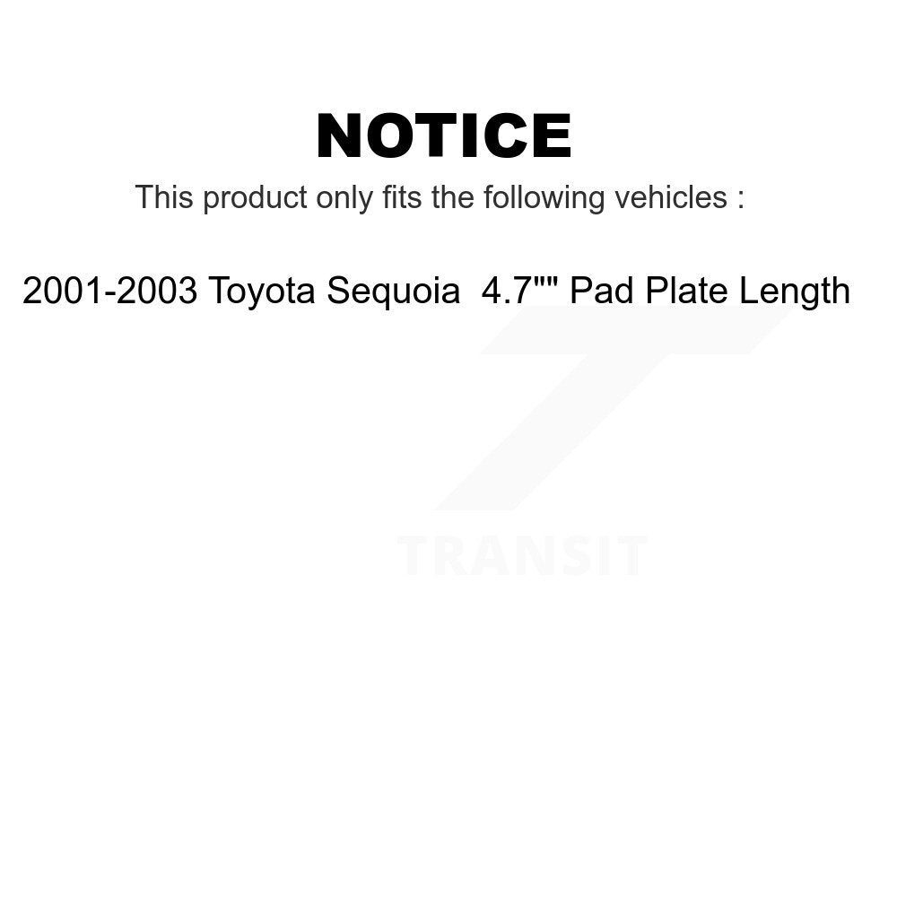 Front Rear Semi-Metallic Brake Pads Kit For 2001-2003 Toyota Sequoia 4.7" Plate Length KSM-100342