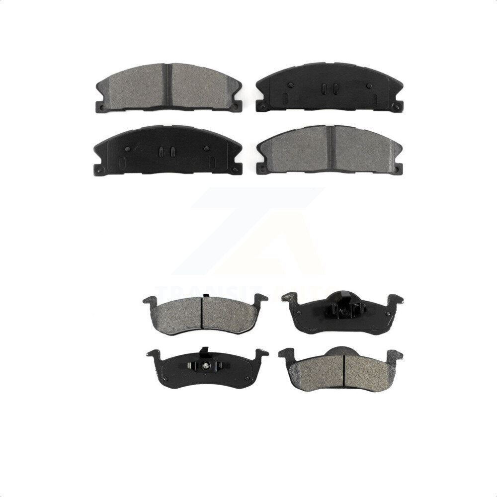 Front Rear Semi-Metallic Brake Pads Kit For 2017-2019 Lincoln MKT With Vented Rotors KSM-100196