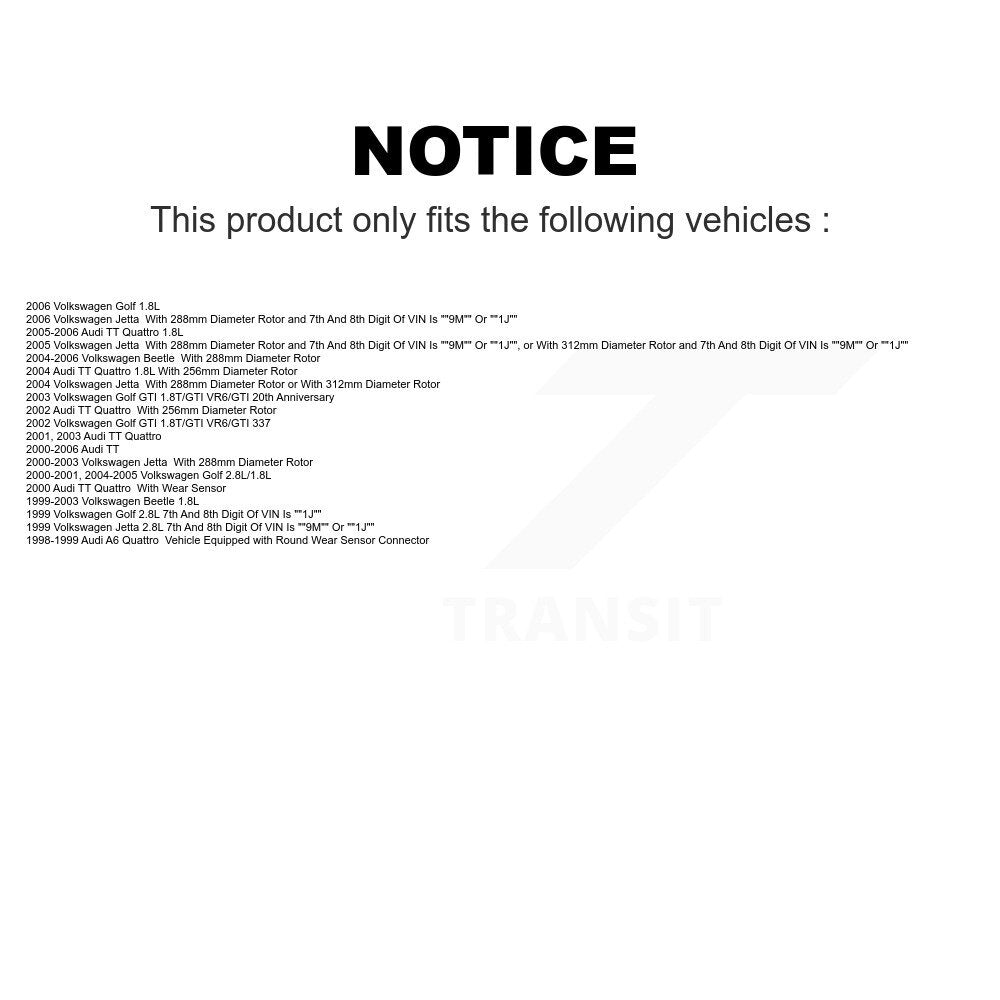 Front Rear Semi-Metallic Brake Pads Kit For Volkswagen Jetta Beetle Golf Audi TT Quattro A6 KSM-100298