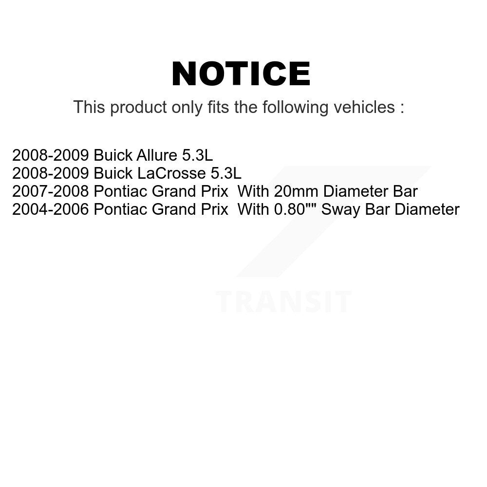 Front Rear Suspension Link Kit For Pontiac Grand Prix Buick LaCrosse Allure K72-100830