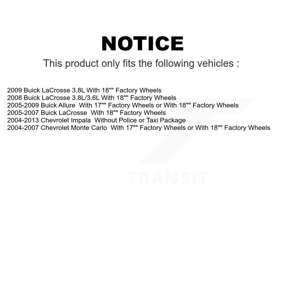 Front Rear Suspension Strut Kit For Chevrolet Impala Buick LaCrosse Monte Carlo Allure K78-100866