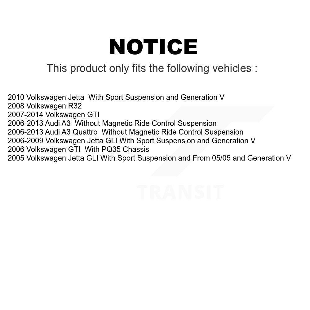 Front Rear Suspension Strut Kit For Volkswagen Jetta GTI Audi A3 Quattro R32 K78-100940