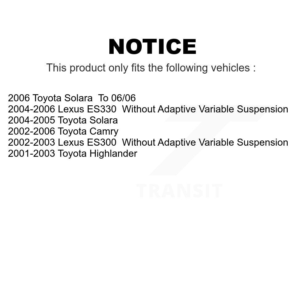 Front Rear Suspension Strut Shock Mounting Kit For Toyota Camry Lexus Highlander ES330 Solara ES300 K73-100033