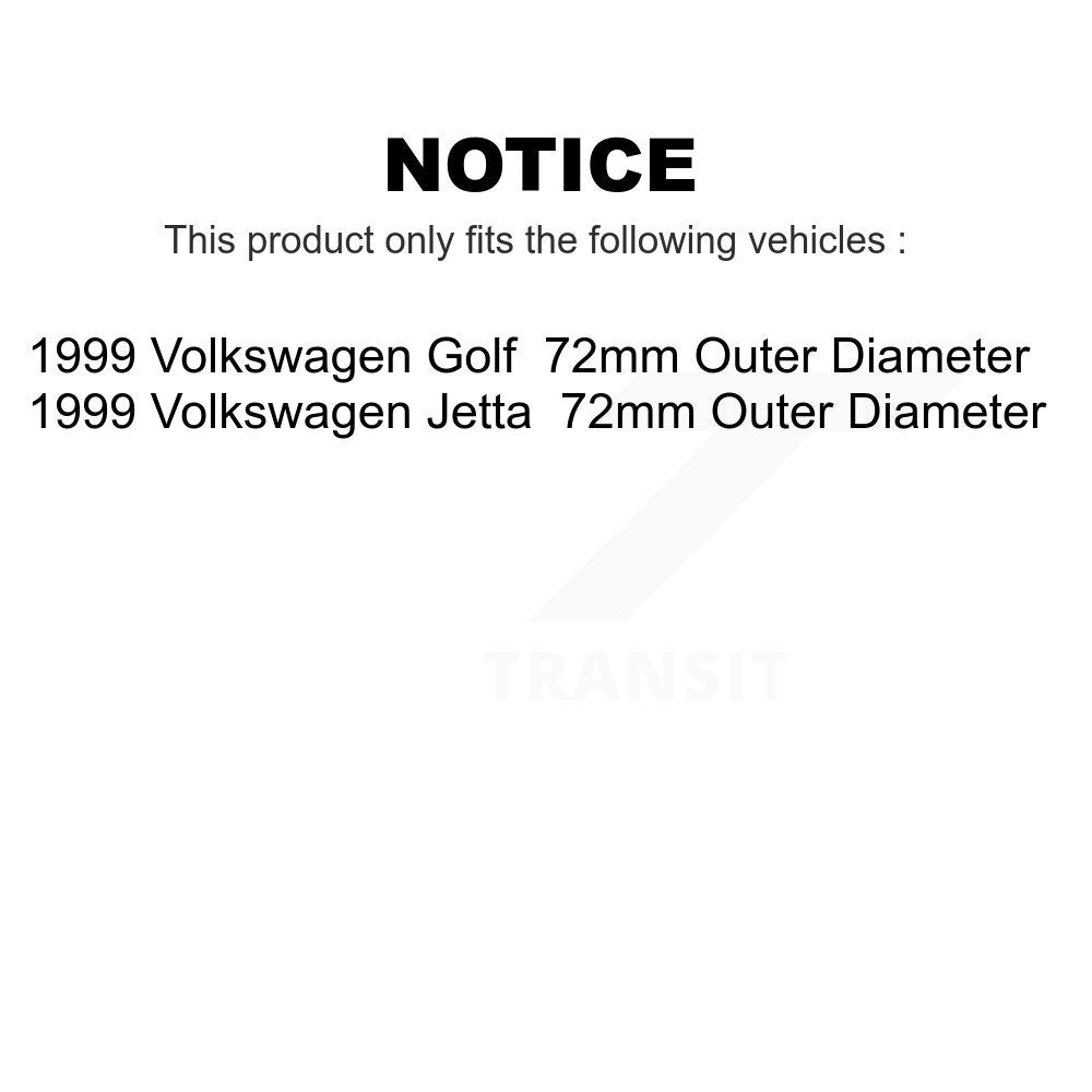 Front Rear Wheel Bearing And Hub Assembly Kit For 1999-1999 Volkswagen Jetta Golf 72mm Outer Diameter K70-101522