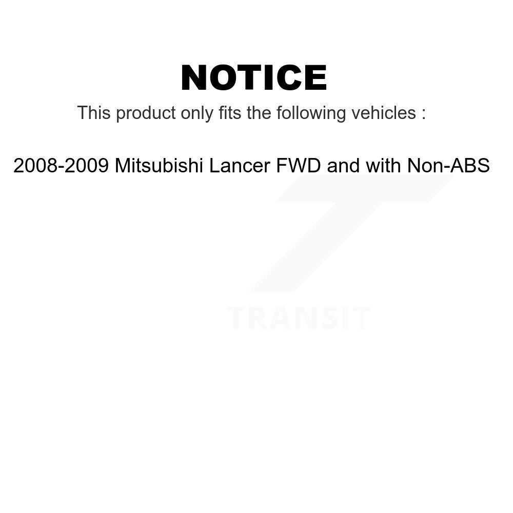 Front Rear Wheel Bearing And Hub Assembly Kit For 2008-2009 Mitsubishi Lancer FWD with Non-ABS K70-101635