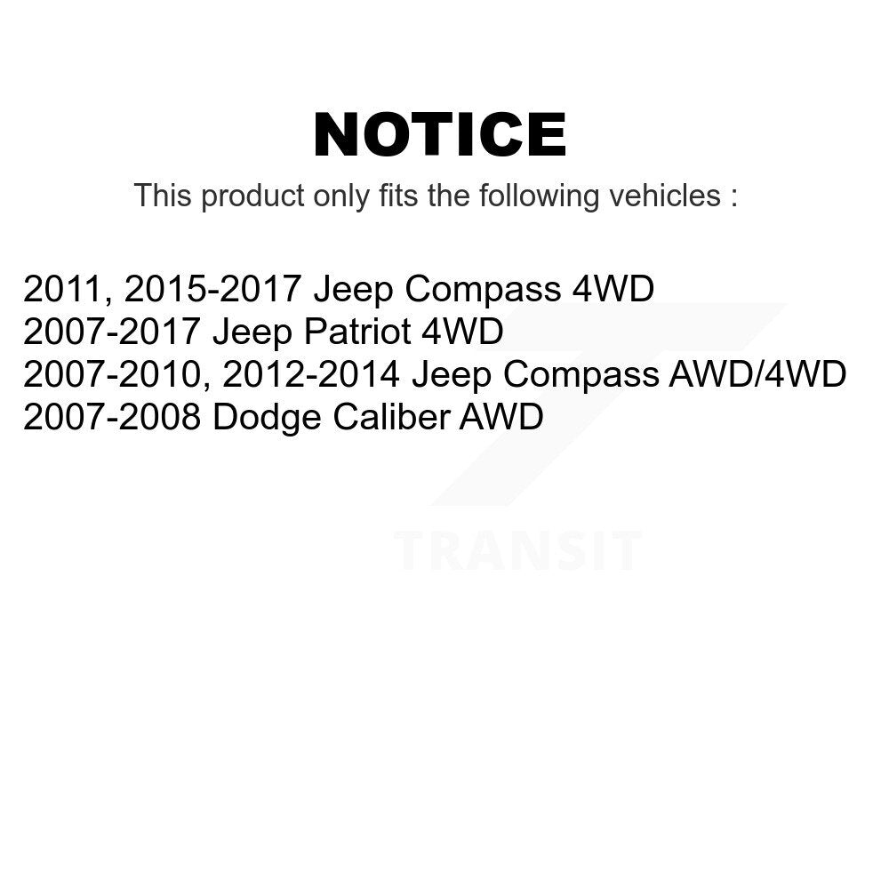 Front Rear Wheel Bearing And Hub Assembly Kit For Jeep Patriot Compass Dodge Caliber K70-101634