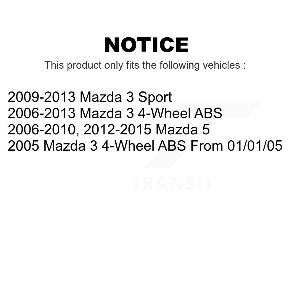 Front Rear Wheel Bearing And Hub Assembly Kit For Mazda 3 5 Sport K70-101660