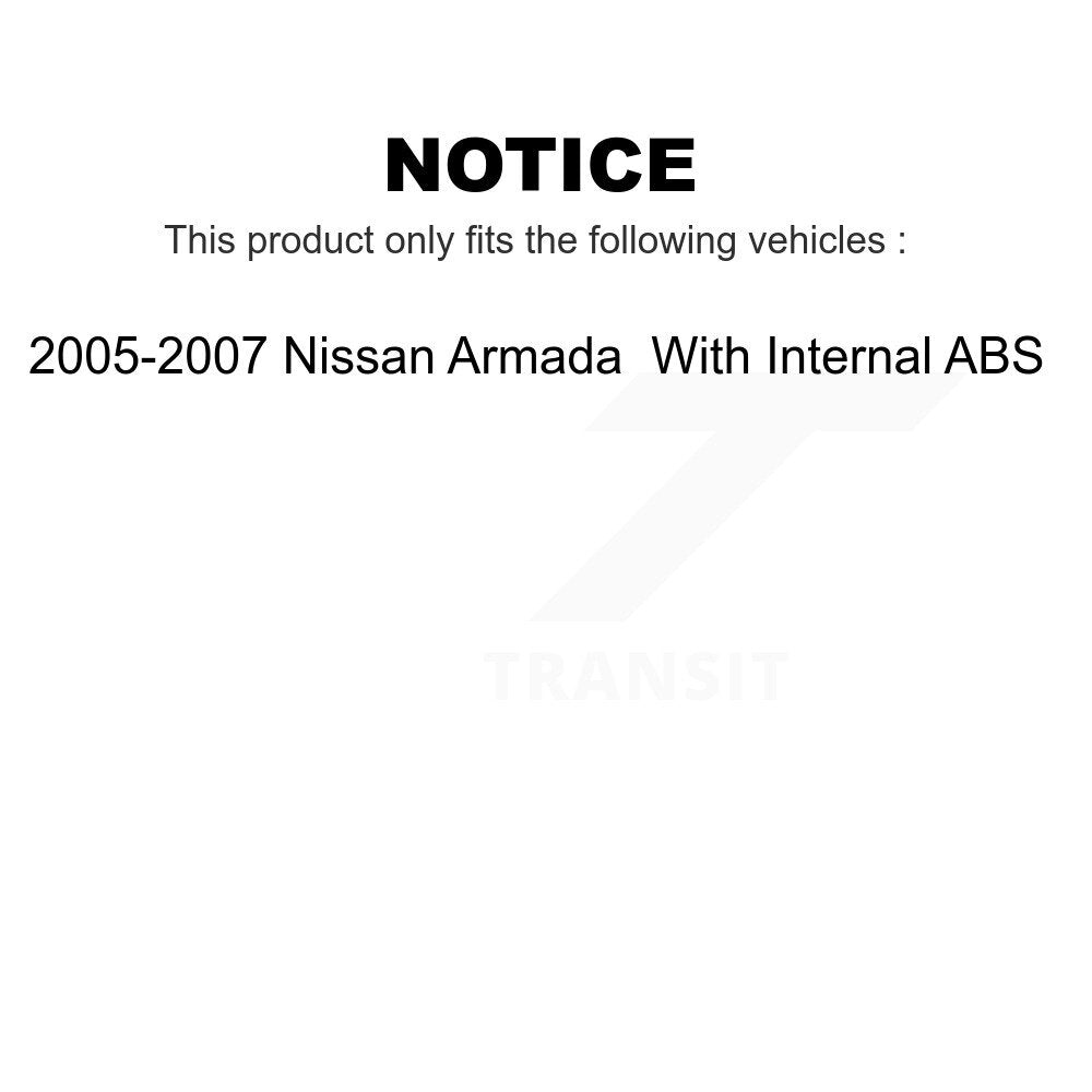 Front Rear Wheel Bearing & Hub Assembly Kit For 2005-2007 Nissan Armada With Internal ABS K70-101295