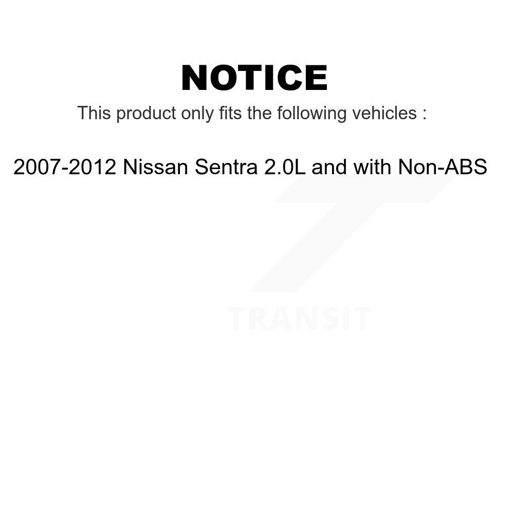 Front Rear Wheel Bearing & Hub Assembly Kit For 2007-2012 Nissan Sentra 2.0L with Non-ABS K70-101268
