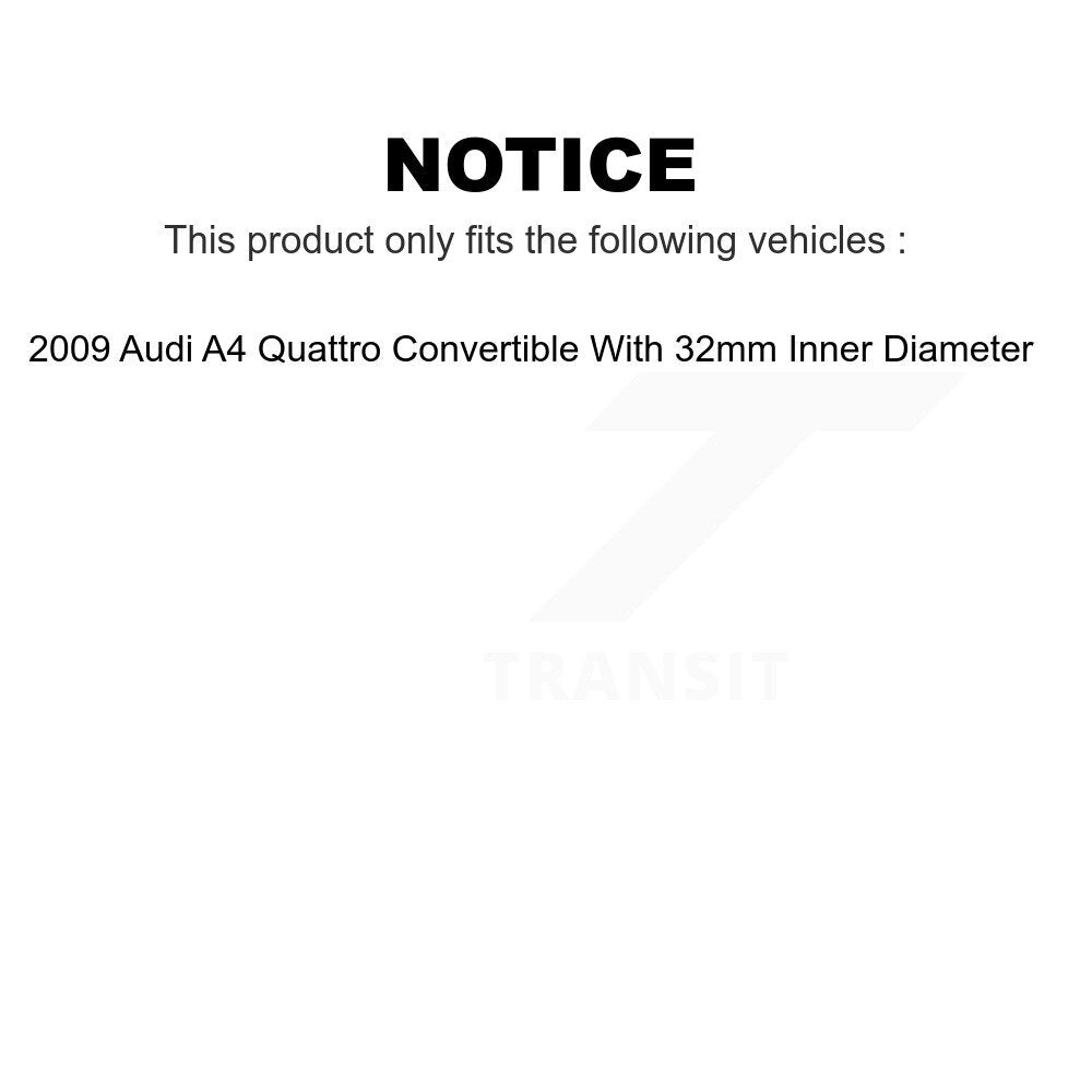 Front Rear Wheel Bearing & Hub Assembly Kit For 2009 Audi A4 Quattro Convertible With 32mm Inner Diameter K70-101834