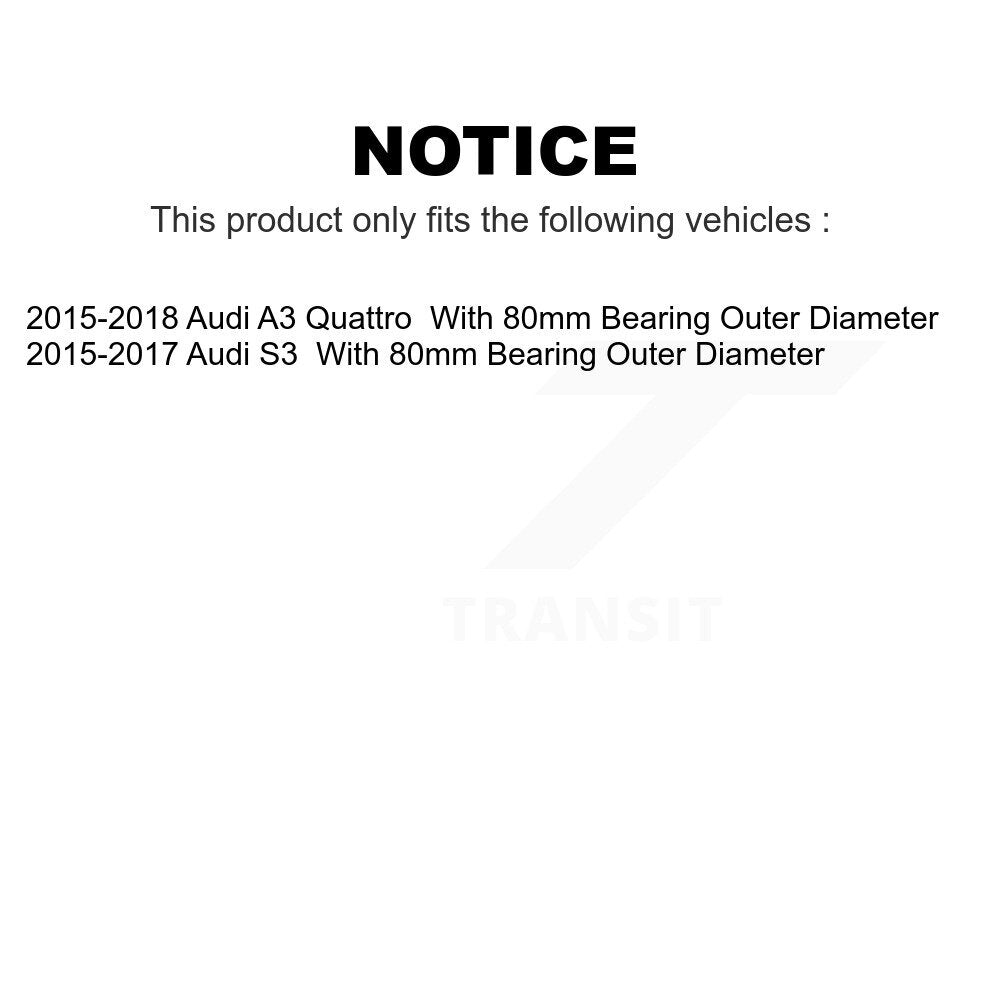 Front Rear Wheel Bearing & Hub Assembly Kit For Audi A3 Quattro S3 With 80mm Outer Diameter K70-101824