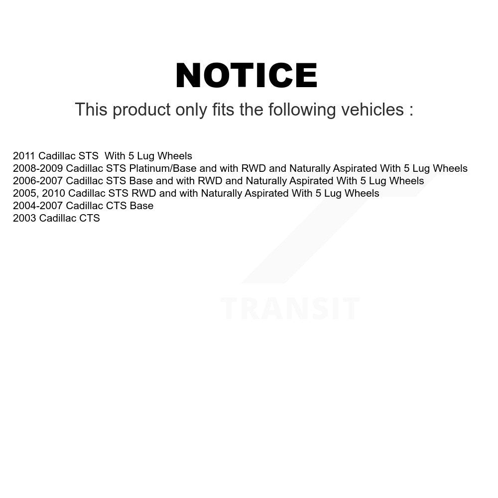 Front Rear Wheel Bearing & Hub Assembly Kit For Cadillac CTS STS K70-101193