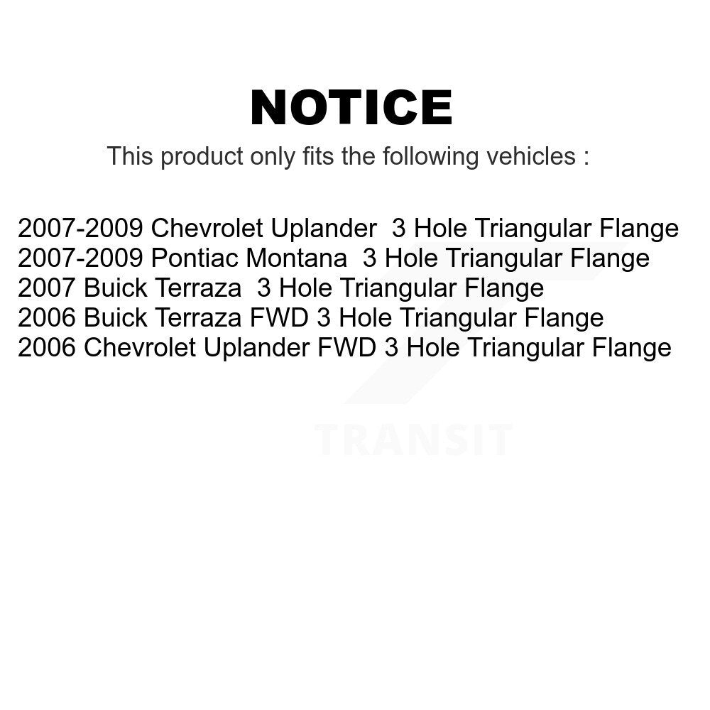 Front Rear Wheel Bearing & Hub Assembly Kit For Chevrolet Uplander Buick Terraza Pontiac Montana 3 Hole Triangular Flange K70-101230