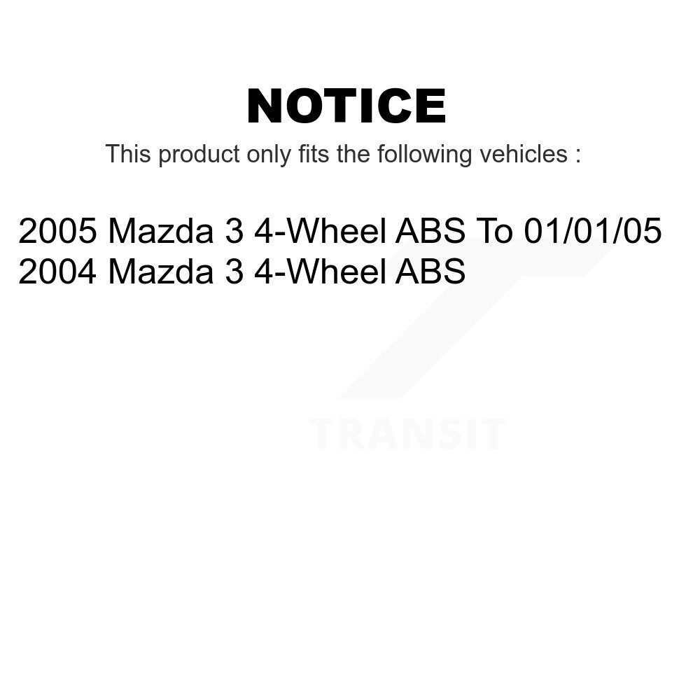 Front Rear Wheel Bearing & Hub Assembly Kit For Mazda 3 4-Wheel ABS K70-101208