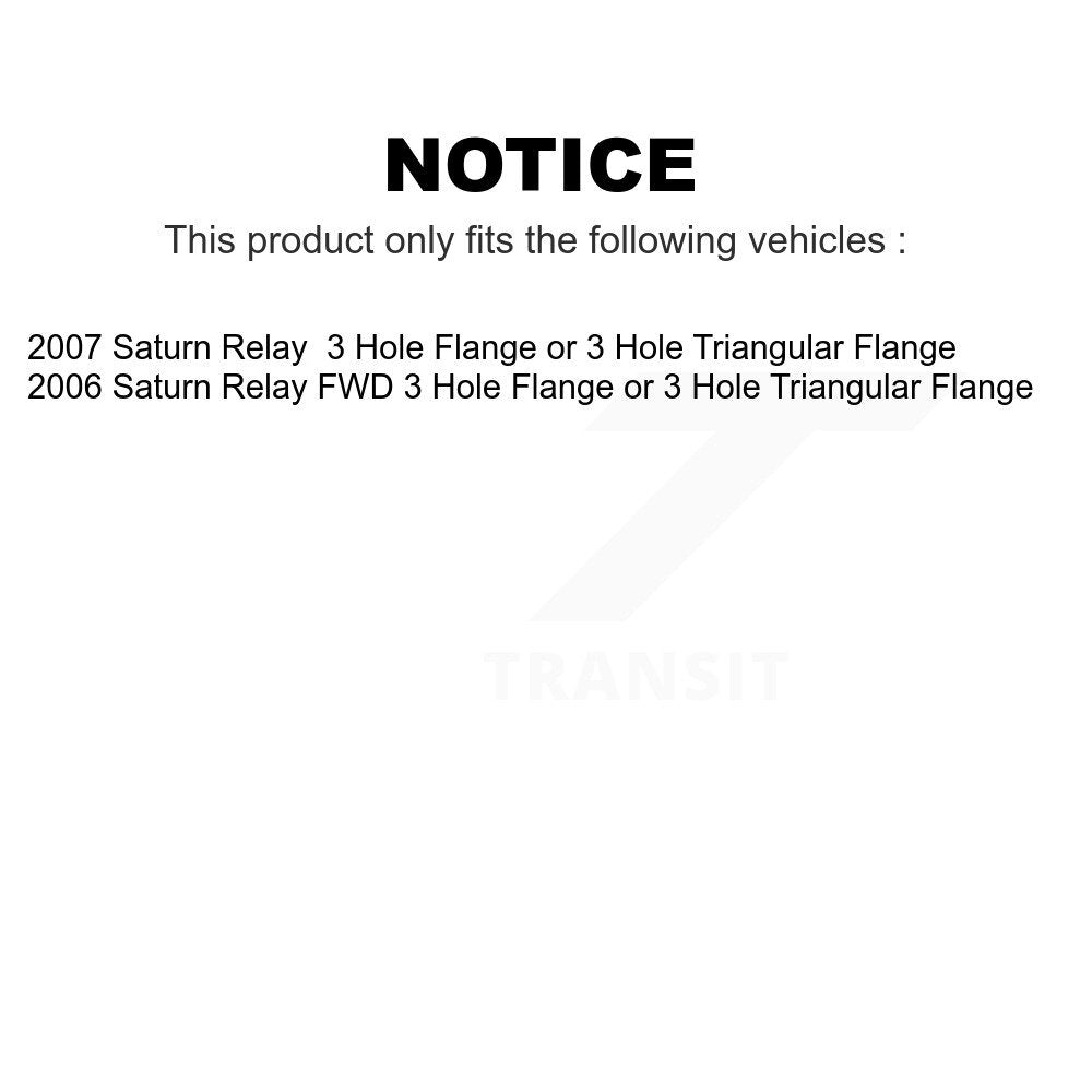 Front Rear Wheel Bearing & Hub Assembly Kit For Saturn Relay 3 Hole Flange or Triangular K70-101229