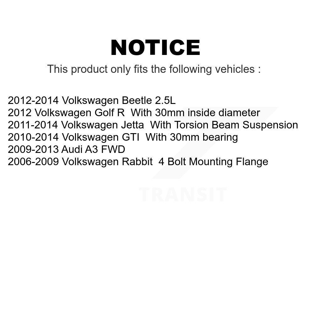 Front Rear Wheel Bearing & Hub Assembly Kit For Volkswagen Jetta Beetle GTI Rabbit Audi A3 Golf R K70-101238