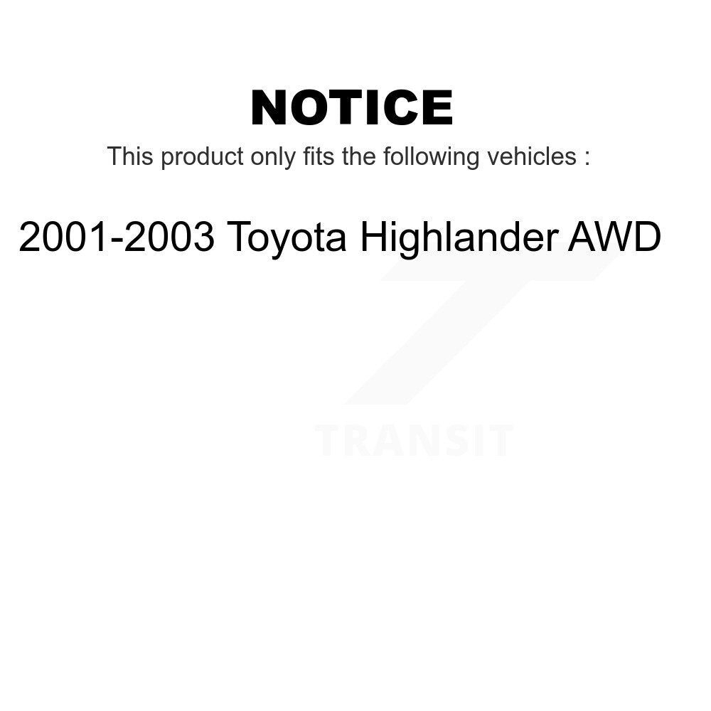 Front Rear Wheel Bearing Kit For 2001-2003 Toyota Highlander AWD K70-101302