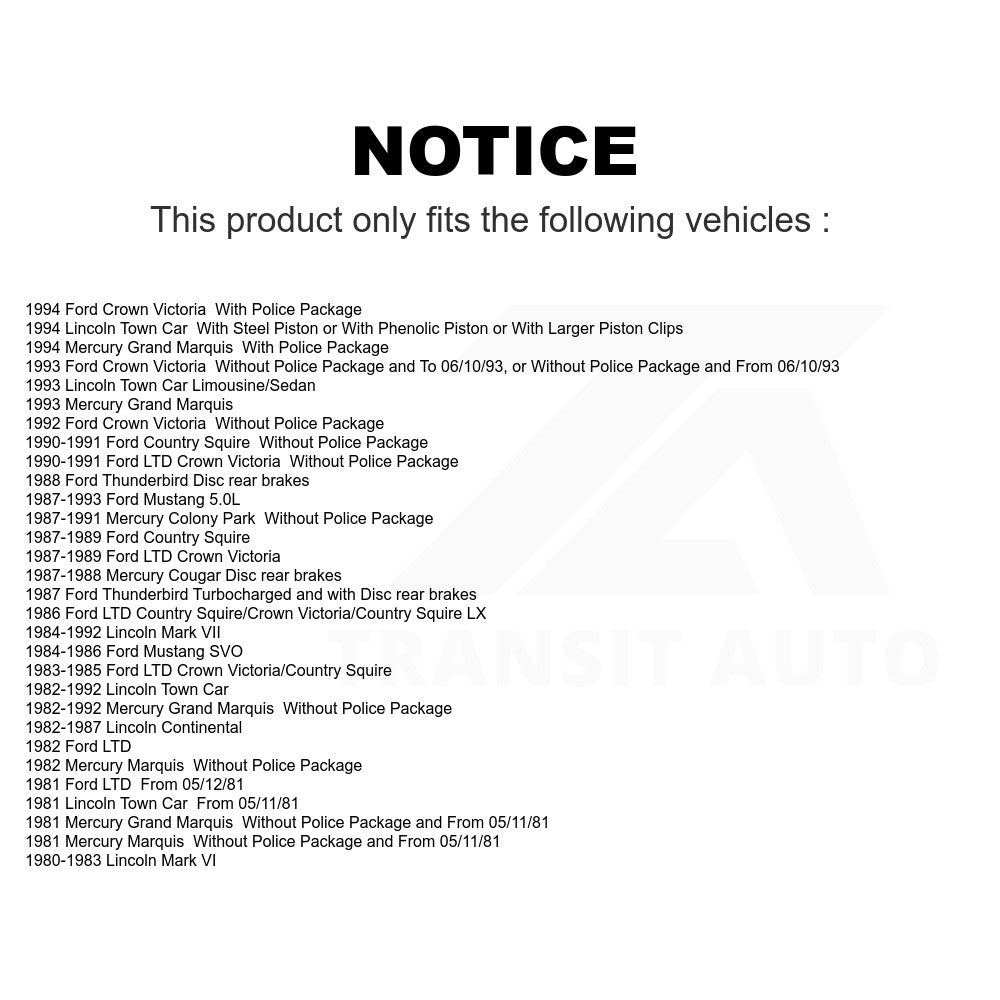 Front Semi-Metallic Disc Brake Pads SIM-199 For Ford Mustang Lincoln Town Car Mercury Grand Marquis LTD Crown Victoria Mark VII Thunderbird Cougar VI Continental Colony Park Country Squire
