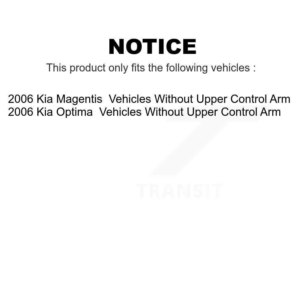 Front Suspension Ball Joint And Tie Rod End Kit For 2006-2006 Kia Optima Magentis Vehicles Without Upper Control Arm KTR-102514