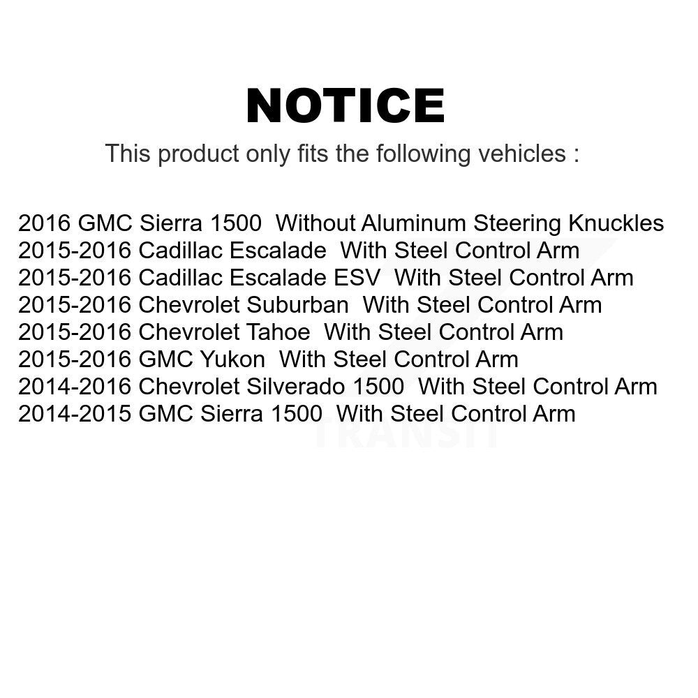 Front Suspension Ball Joint And Tie Rod End Kit For Chevrolet Silverado 1500 GMC Sierra Tahoe Suburban Yukon Cadillac Escalade ESV KTR-102364
