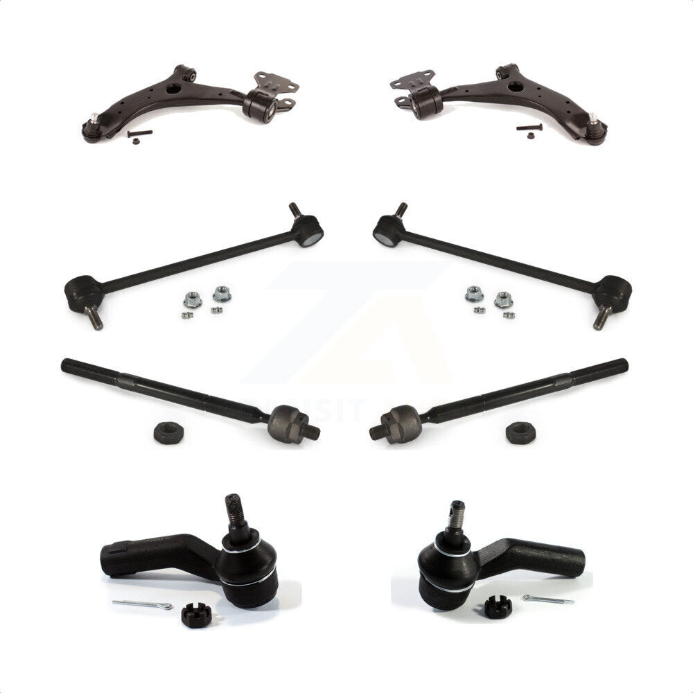 Front Suspension Control Arm And Ball Joint Assembly Steering Tie Rod End Stabilizer Bar Link Kit (8Pc) For 2010-2013 Mazda 3 Sport K72-100157