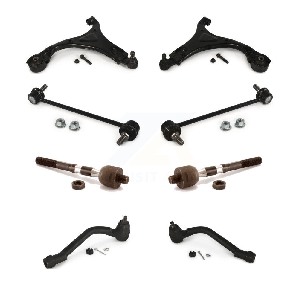 Front Suspension Control Arm And Ball Joint Assembly Steering Tie Rod End Stabilizer Bar Link Kit (8Pc) For 2012-2013 Hyundai Sonata GL GLS 10.63" Center To Length K72-100688