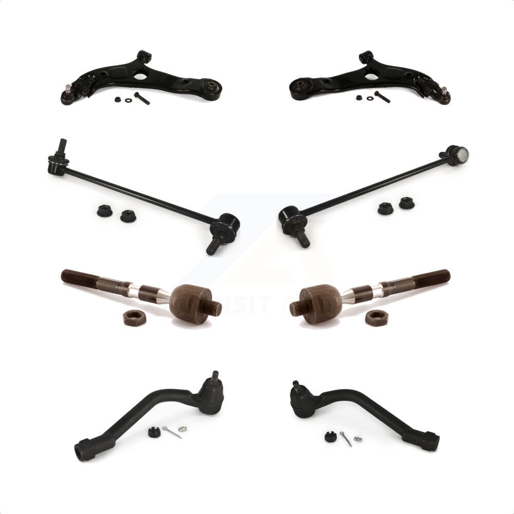 Front Suspension Control Arm And Ball Joint Assembly Steering Tie Rod End Stabilizer Bar Link Kit (8Pc) For 2012-2013 Hyundai Sonata SE 12.64" Center To Length K72-100685
