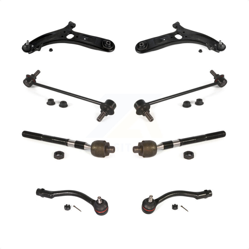 Front Suspension Control Arm And Ball Joint Assembly Steering Tie Rod End Stabilizer Bar Link Kit (8Pc) For 2012-2017 Hyundai Accent KTR-100577