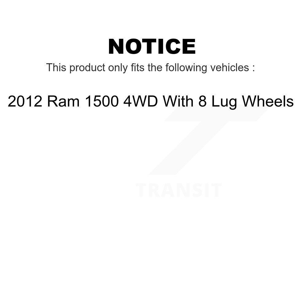 Front Suspension Control Arm And Ball Joint Assembly Steering Tie Rod End Stabilizer Bar Link Kit (8Pc) For 2012 Ram 1500 4WD With 8 Lug Wheels KTR-100428