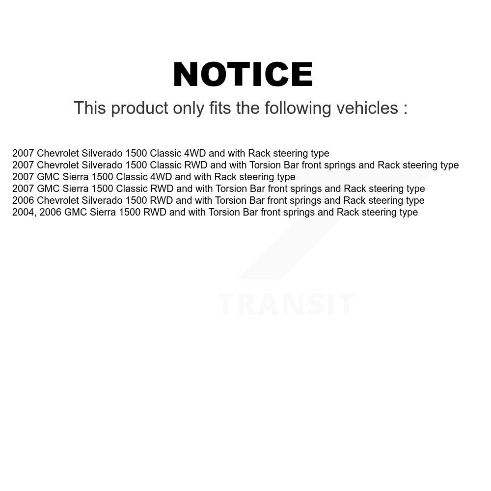 Front Suspension Control Arm And Ball Joint Assembly Steering Tie Rod End Stabilizer Bar Link Kit (8Pc) For Chevrolet Silverado 1500 GMC Sierra Classic KTR-100390
