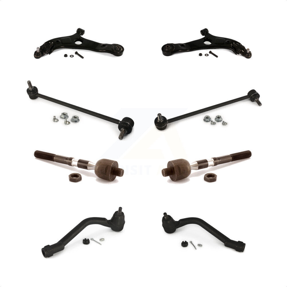 Front Suspension Control Arm And Ball Joint Assembly Steering Tie Rod End Stabilizer Bar Link Kit (8Pc) For Hyundai Sonata Kia Optima K72-100686