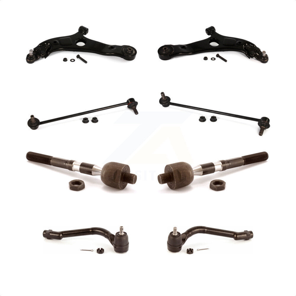 Front Suspension Control Arm And Ball Joint Assembly Steering Tie Rod End Stabilizer Bar Link Kit (8Pc) For Hyundai Sonata Kia Optima KTR-100612