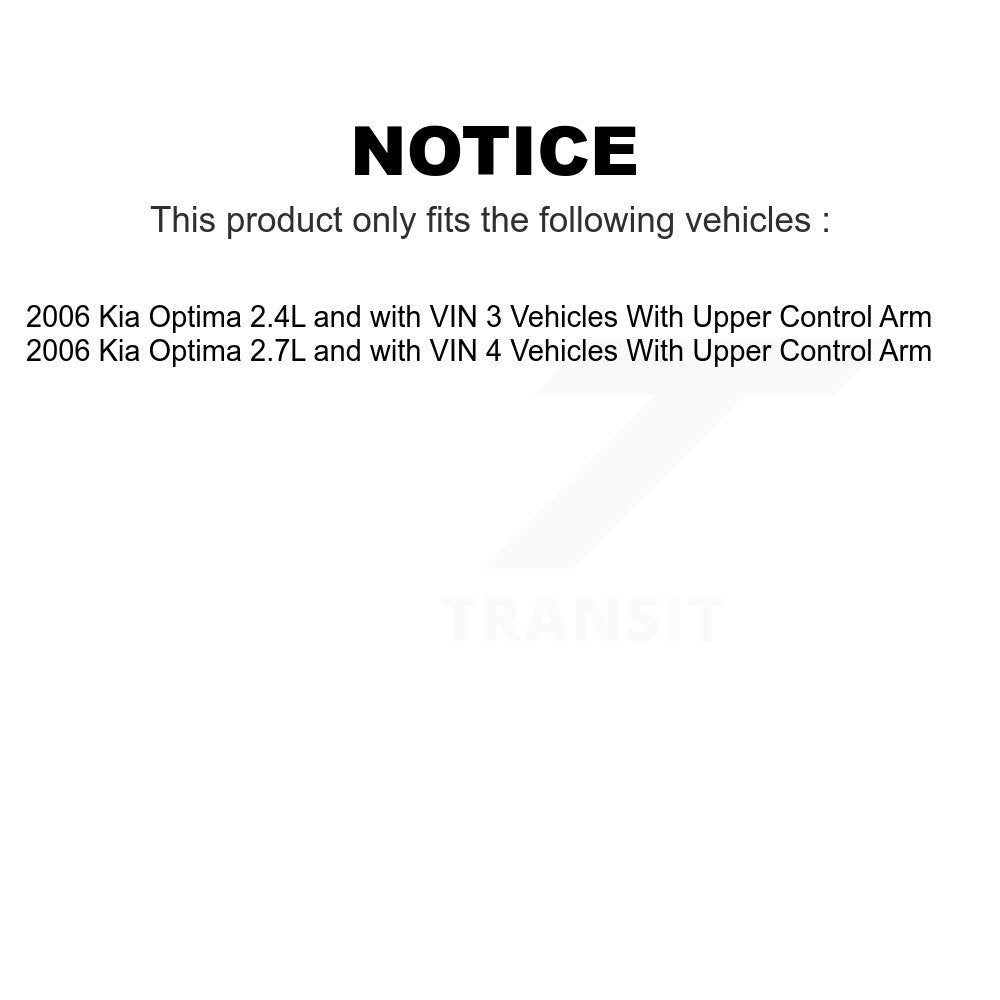 Front Suspension Control Arm And Ball Joint Assembly Steering Tie Rod End Stabilizer Bar Link Kit (8Pc) For Kia Optima Vehicles With Upper KTR-100513