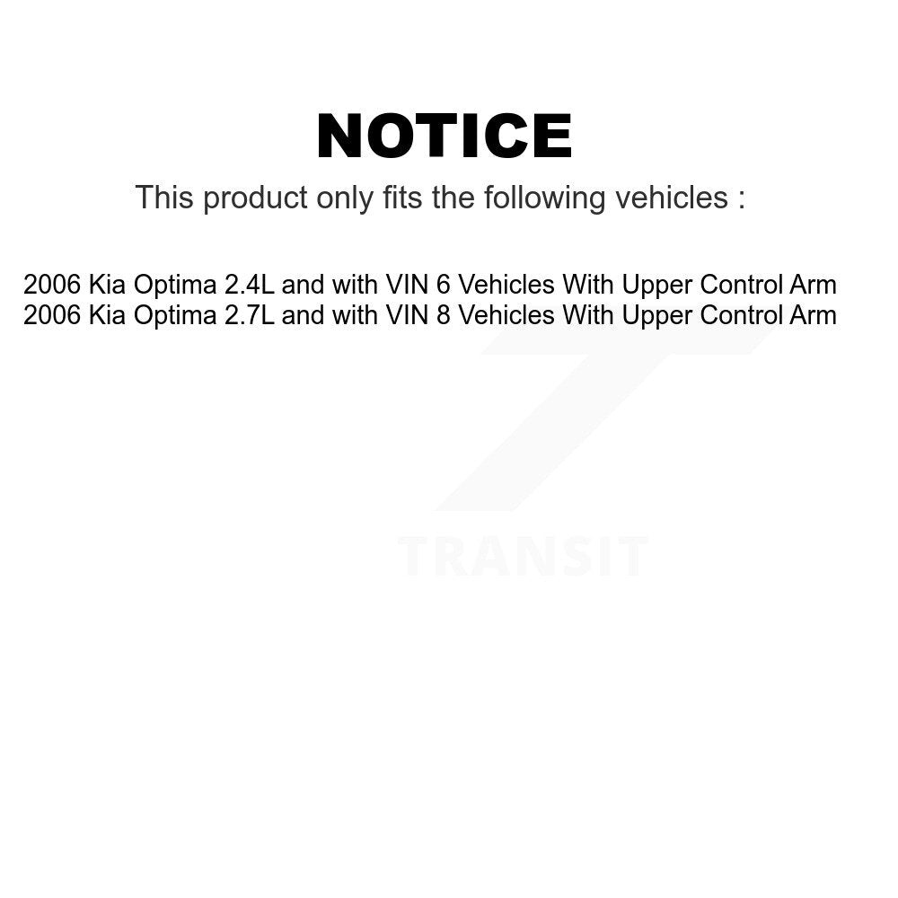 Front Suspension Control Arm And Ball Joint Assembly Steering Tie Rod End Stabilizer Bar Link Kit (8Pc) For Kia Optima Vehicles With Upper KTR-100515