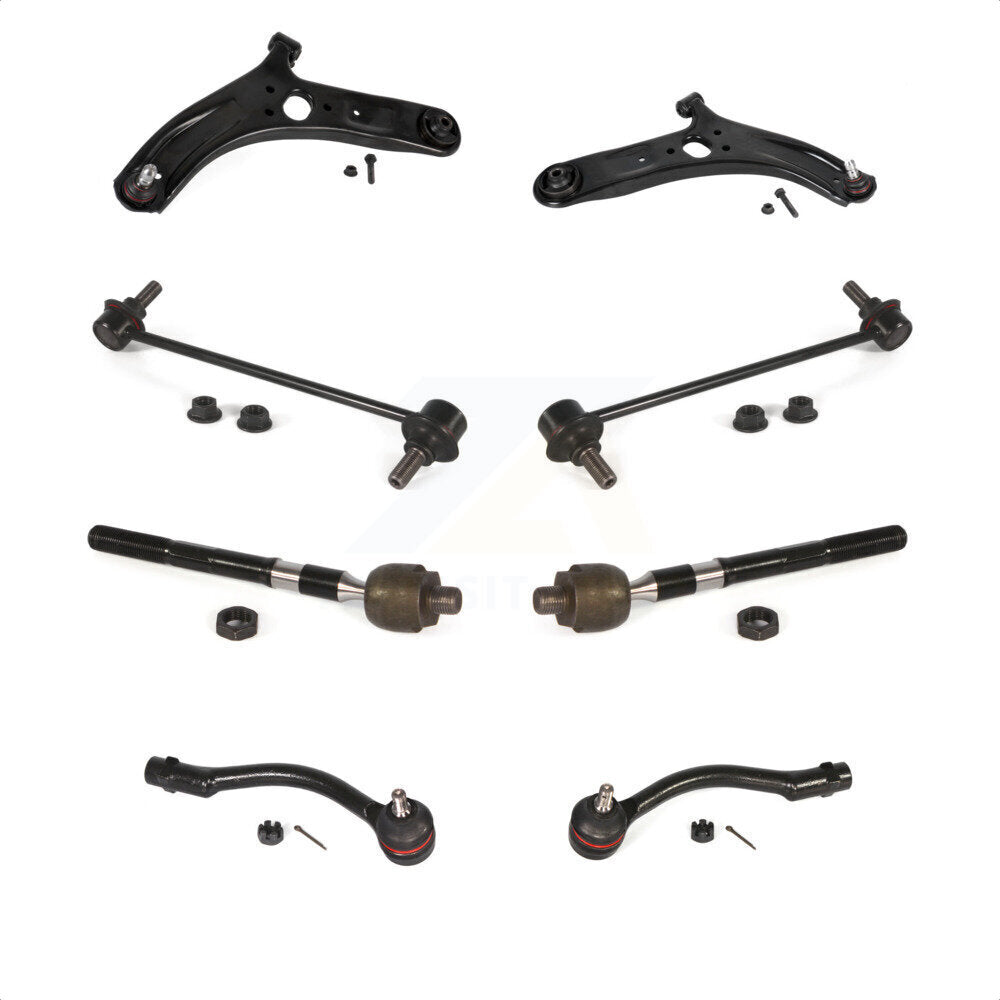 Front Suspension Control Arm And Ball Joint Assembly Steering Tie Rod End Stabilizer Bar Link Kit (8Pc) For Kia Rio KTR-100568