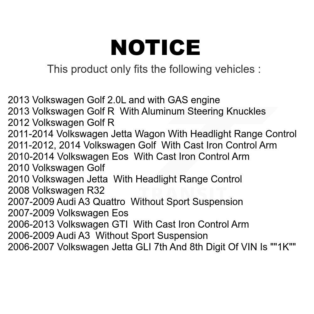 Front Suspension Control Arm Steering Tie Rod End Stabilizer Bar Link Ball Joint Kit (8Pc) For Volkswagen Jetta GTI Golf Eos Audi A3 R R32 Quattro KTR-101100