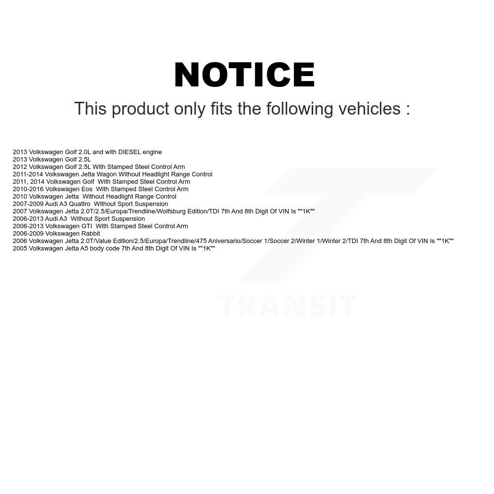 Front Suspension Control Arm Steering Tie Rod End Stabilizer Bar Link Ball Joint Kit (8Pc) For Volkswagen Jetta GTI Rabbit Golf Audi A3 Eos Quattro KTR-101103