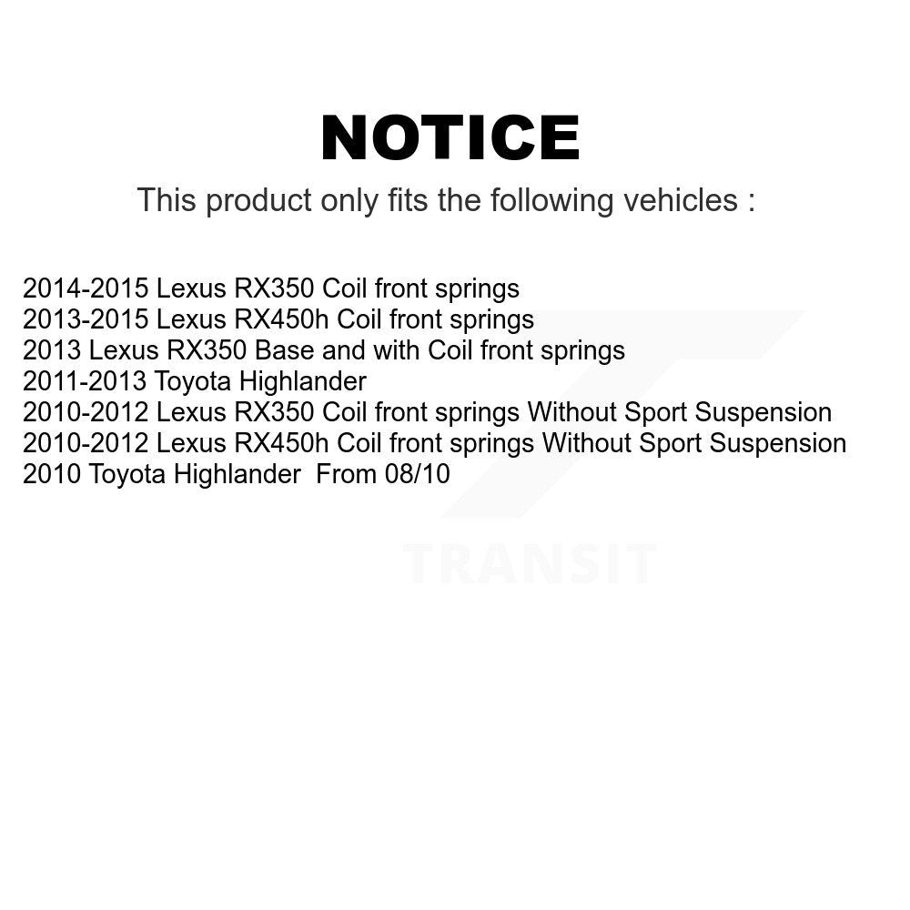 Front Suspension Strut Kit For Lexus RX350 Toyota Highlander RX450h K78-100748