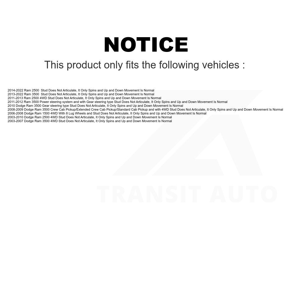 Front Upper Suspension Ball Joint 72-K7460 For Dodge Ram 2500 1500 3500