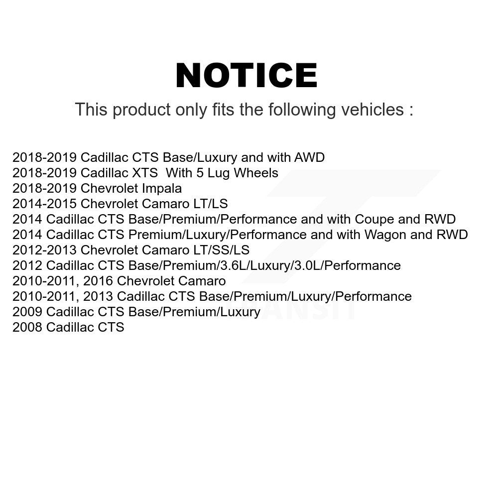 Front Wheel Bearing And Hub Assembly Pair For Chevrolet Camaro Cadillac CTS Impala XTS K70-100333