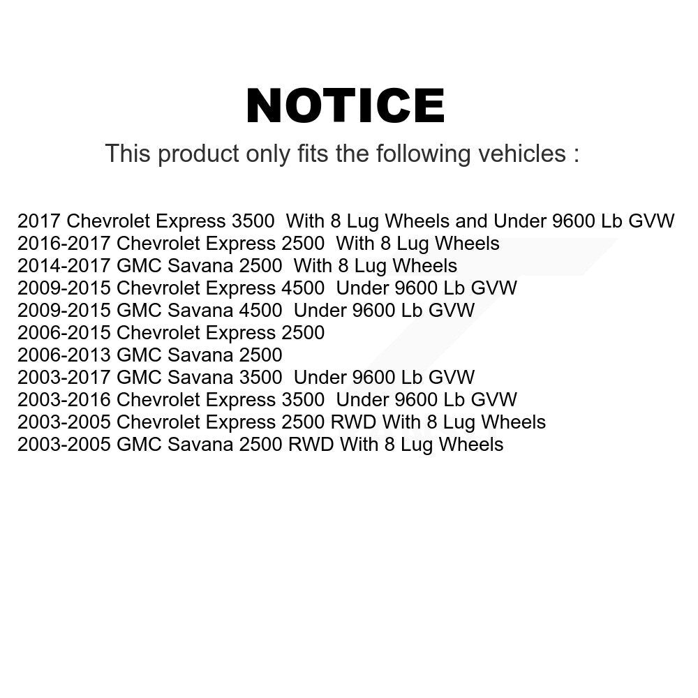 Front Wheel Bearing And Hub Assembly Pair For Chevrolet Express 3500 2500 GMC Savana 4500 K70-100404