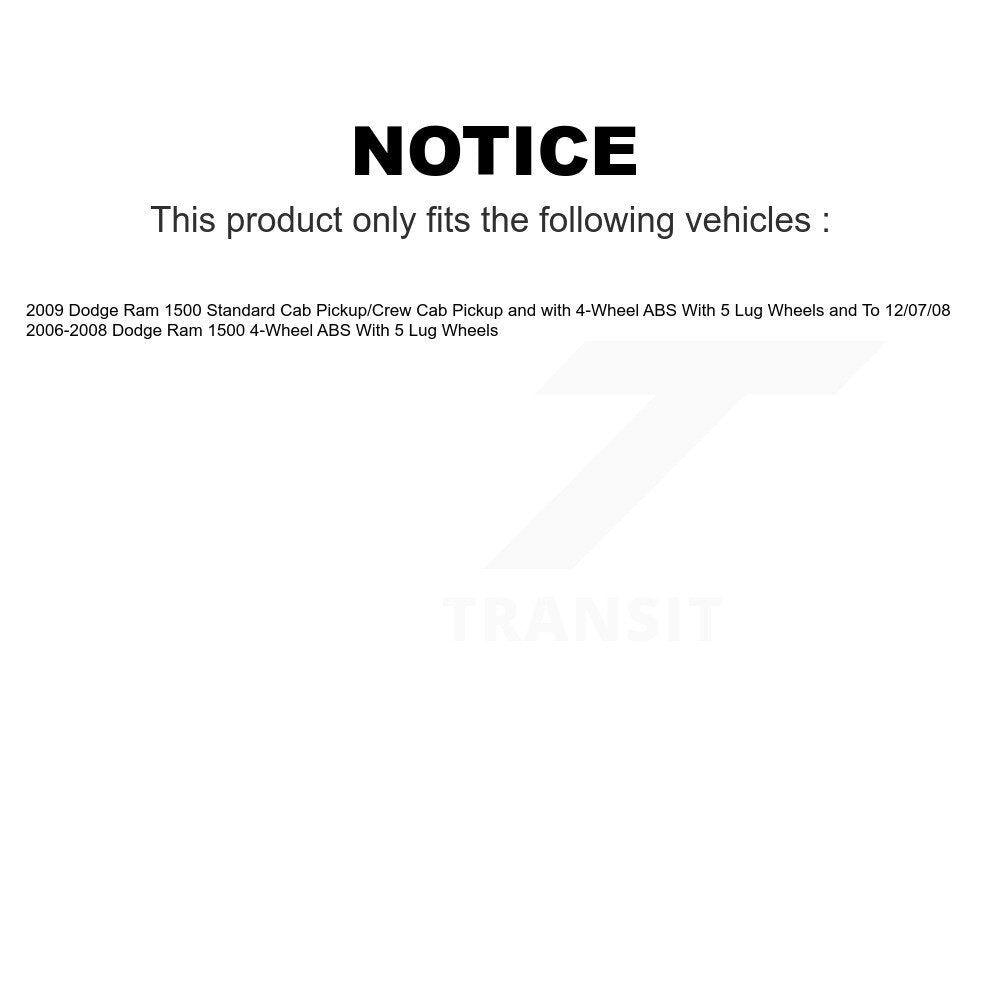 Front Wheel Bearing And Hub Assembly Pair For Dodge Ram 1500 K70-100434